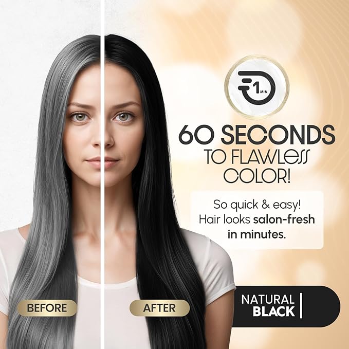 Black Rapid Infusion Hair Color Cream, Permanent Hair Dye in One Minute with Comb Applicator and Argan Oil Deep Conditioning Hair Mask 5.07 FL OZ Combo Pack