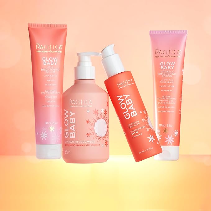 Pacifica Body Lotion Glow Baby Vitamin C Moisturizer - for Skin Brightening - w/Superfood Plant Extracts & Vitamin C & E Care Clean Beauty Vegan & Cruelty-Free Dermatologist Tested (Pack of 2)