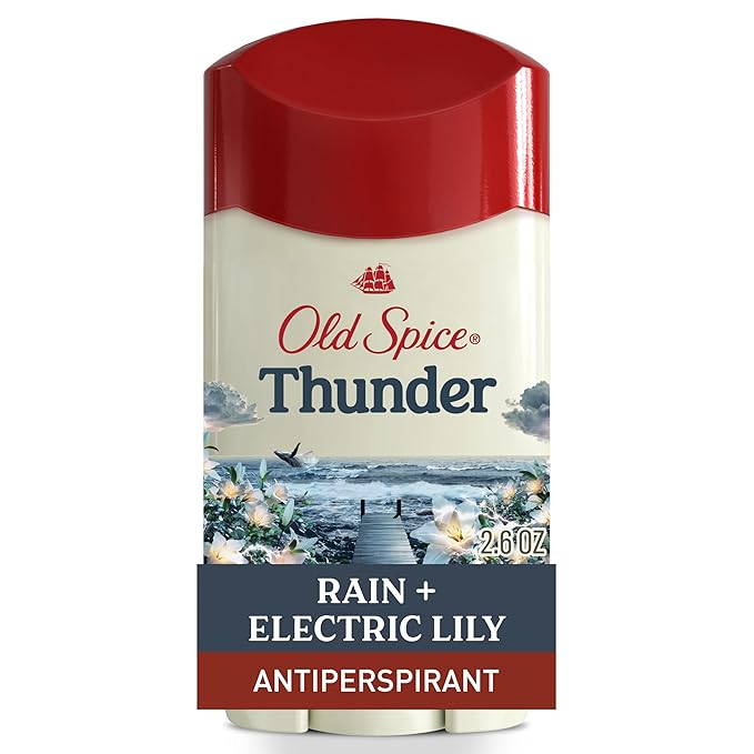 Old Spice Dry Feel Antiperspirant Deodorant for Men, 24/7 Long Lasting Freshness, 24/7 Lasting Sweat & Odor Protection, Gentle on Skin with Skin Conditioners, Thunder Rain + Electric LilyScent, 2.6 oz