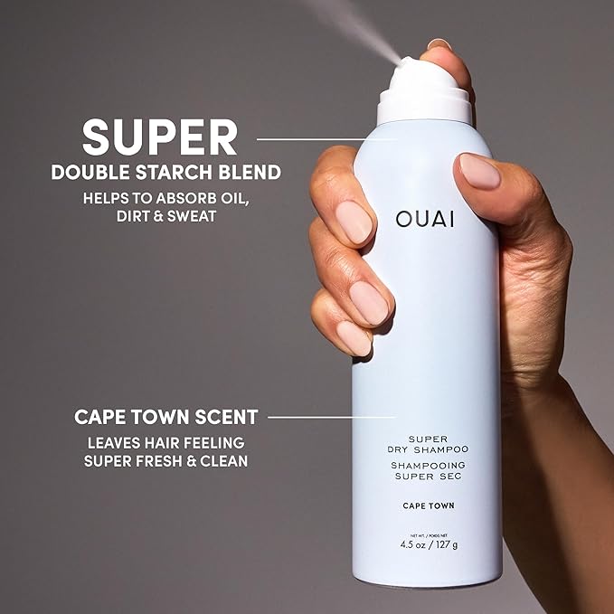 OUAI Super Travel Size Dry Shampoo - Volumizing Dry Shampoo - Absorbs Oil, Dirt & Sweat - Blends Seamlessly into Hair with Zero Residue & Enriched with a Long-Lasting Scent - Cape Town (2 oz)