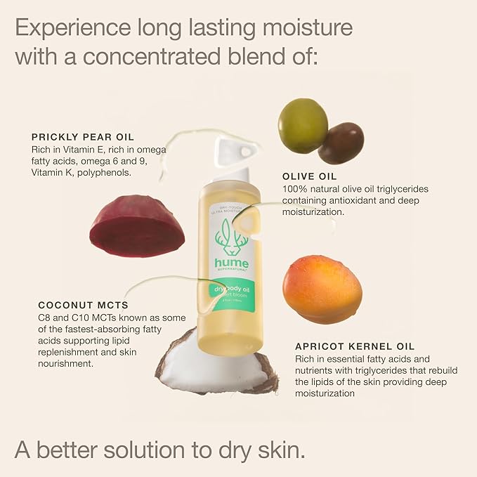 HUME SUPERNATURAL Dry Body Oil Spray - Moisturizing Oil for Dry Skin, After Shower Body Oils for Women and Men, Dry Oil Body Spray, Nourishing, Hydration, Glow, Desert Bloom, 2-Pack