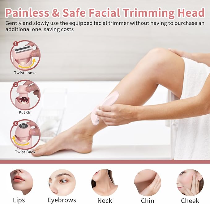 Livora Electric Shaver for Women, 2 in 1 Wet & Dry Bikini Trimmer with 2 Removable Heads, The Glide Pro 3.0 Razor, Painless Hair Removal for Bikini, Legs, Underarms, Body (Pink)