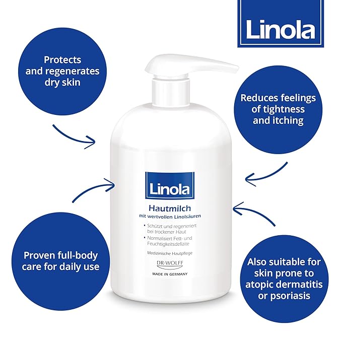 Lotion - Body Lotion with Essential Linoleic Acids - for the Daily Care of Dry & Stressed Skin - Protects & Regenerates Dry Skin - Made in Germany - Vegan - 500 ml (16.9 Fl Oz)