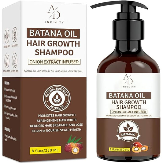 Batana Oil Hair Growth Shampoo – Onion Extract Infused, Organic Natural Formula with Rosemary & Argan Oil – Reduces Hair Loss, Strengthens Roots & Adds Shine for All Hair Types