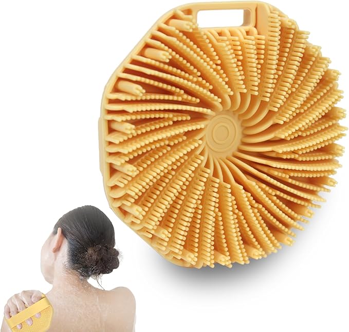 Silicone Body Scrubber – Exfoliating Body Brush for Shower, Soft Silicone Scrub for Men & Women, Shower Scrubber for Skin Care, Body and Face Scrub (Orange)