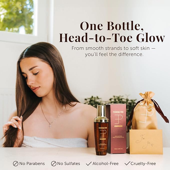 Dubai Premium Elixir – Moroccan Argan Oil for Silky Hair & Skin – Lightweight Hydrating Moroccan Hair Oil & Body Oil – Add Shine, Smooth Frizz, Moisturize Skin – Nourishing Hair Treatment Oil