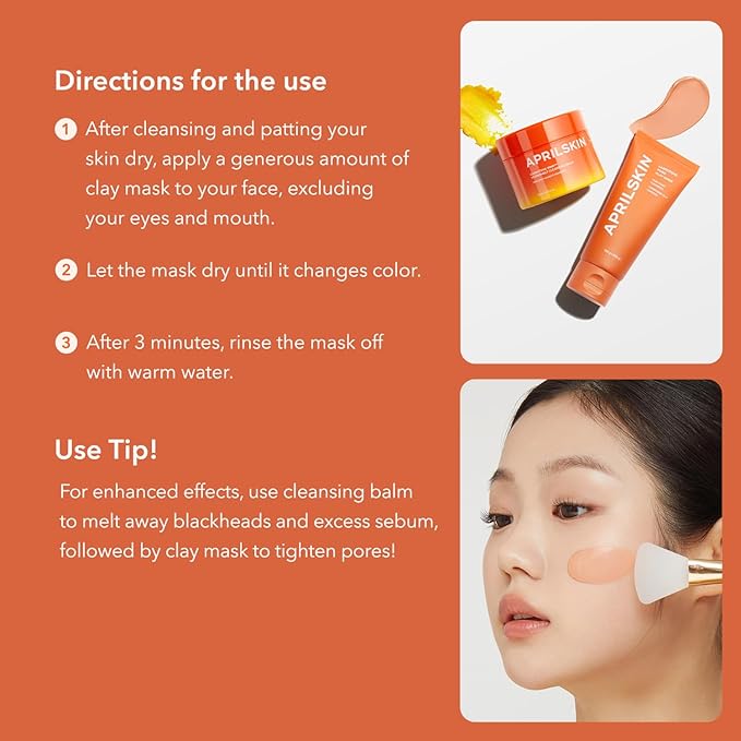 APRILSKIN Pore care & Glow Booster duo: Calendula Flower-Infused Facial Peel Off Mask, Carrotene IPMP 3-Min Quick Dry Pore Caring Clay Mask & Face Mask Applicator Jelly Brush