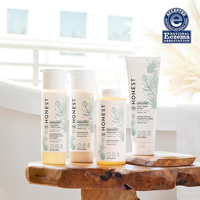 The Honest Company 2-in-1 Cleansing Shampoo + Body Wash for Sensitive Skin | Gentle for Baby | Naturally Derived, Tear-free, Hypoallergenic | Fragrance Free, 10 fl oz