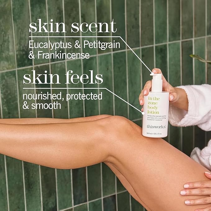 THISWORKS In The Zone Shower Gel | Refreshing Body Wash with Eucalyptus & Frankincense | Cleanses, Soothes, and Revitalizes Skin | Aromatherapeutic Formula, 10.1 oz / 300ml