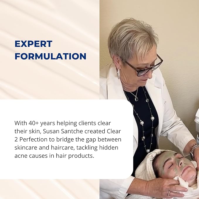 Non-Comedogenic Clear 2 Perfection Shampoo - Sulfate & Paraben-Free for Clear, Healthy Skin & Hair - Esthetician Formulated