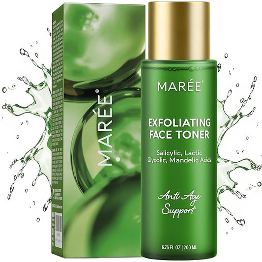 MAREE Exfoliating Toner with Salicylic Acid – AHA BHA Exfoliant & Face Exfoliator Pore Cleaner – BHA Liquid Exfoliant – Sebum Dead Skin Care Remover for Face – Exfoliante Para la Cara Acido Salicilico