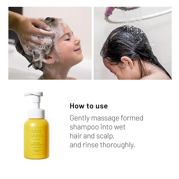 RATED GREEN - Real Green Natural Kids/Baby Shampoo - Moisturizing and Soothing with Organic Chamomile, Betaine, and Xylitol, Allergen-free and Natural Fragrance - 10.14 fl. Oz. 300ml