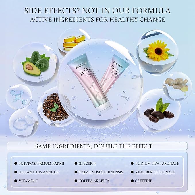 B Flat Belly Firming Cream: Premium Skin Tightening & Moisturizing for Stomach, Women Body Lotion for Firmness and Lift of Thighs & Butt - Pregnancy Skin Firming - 4.2 Fl Oz