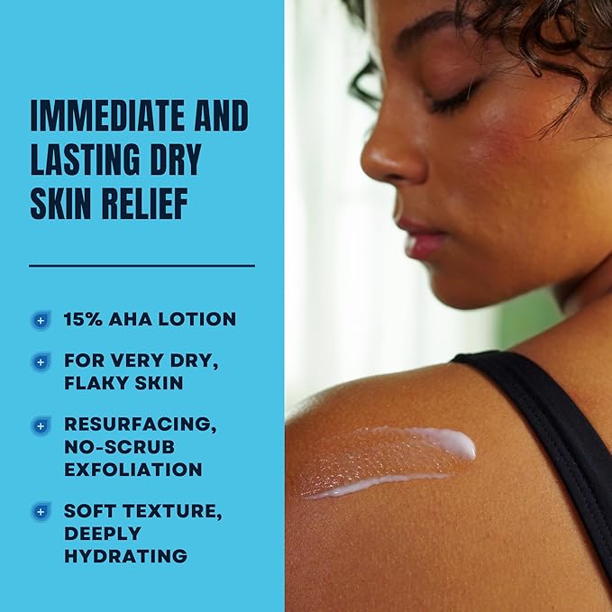AmLactin Intensive Healing Body Lotion for Dry Skin, 14.1 oz Pump Bottle, 2-in-1 Exfoliator & Moisturizer with Ceramides & 15% Lactic Acid for Relief from Dry Skin (Packaging May Vary)