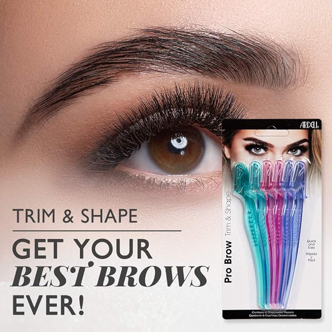 Ardell Pro Brow for Trim & Shape, Eyebrow Razor Trimmer, and Shaper with Cover, Facial Hair Removal for Women, Dermaplaning Shaver - 6 counts in 1 pack