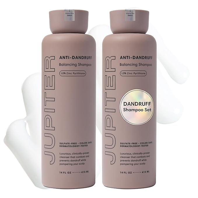 Jupiter Balancing Anti Dandruff Shampoo Duo, for Women & Men, Physician-Formulated for Flaky, Itchy, Oily, Dry Scalp, & Paraben-Free, Anti-Dandruff Shampoo with Zinc, 2 pack, 14 fl oz ea