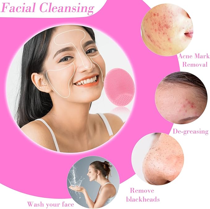Nuogo 40 Pack Facial Cleansing Brush Face Scrubber Face Exfoliator Exfoliating Brush Soft Silicone Scrubber Handheld Wash Scrub Pad Tool for Deep Cleaning Pore Blackhead Delicate Dry Skin Care Women