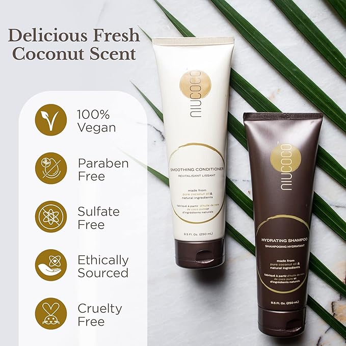 | All-Natural Coconut Oil Shampoo and Conditioner | 100% Non-Toxic | Bundle Pack (250ml)