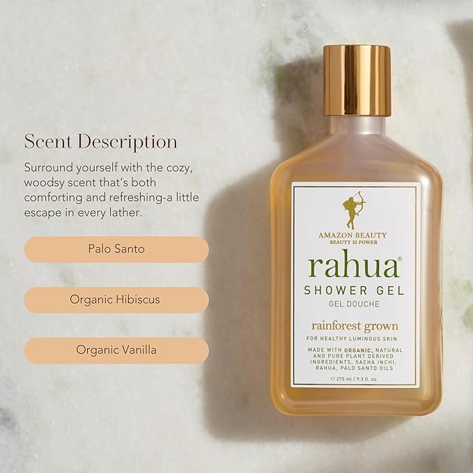 Rahua Shower Gel 9.3 Fl Oz, Botanical Body Wash Soap Made with Plant Powered Ingredients, Vanilla, Palo Santo, Lavender, Eucalyptus, Polyphenols, For Skin's Moisture Balance, All Skin Types, Vegan