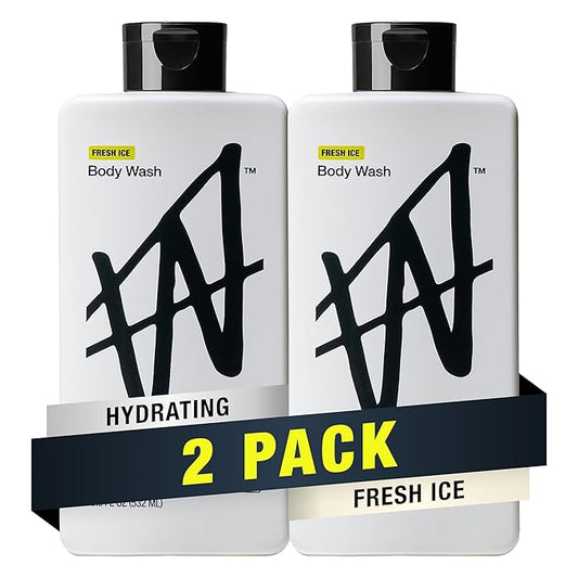 W By Jake Paul Exfoliating Body Wash for Men, Vitamin-Infused, Hydrating Shower Gel, Fresh Ice, 18 fl oz (Pack of 2)