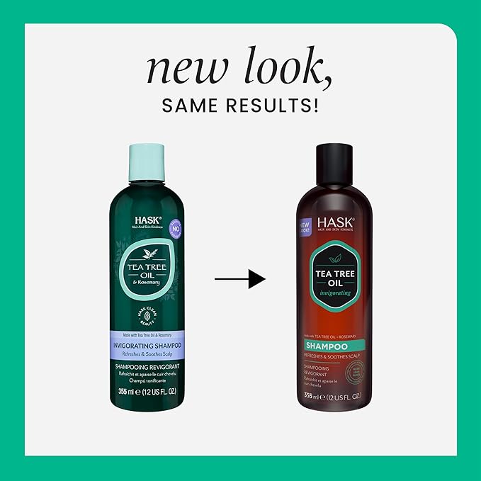 HASK Tea Tree Oil & Rosemary Invigorating Shampoo + Conditioner Set | Refreshes Scalp, Soothes, Sulfate-Free, Paraben-Free, Gluten-Free, Color Safe