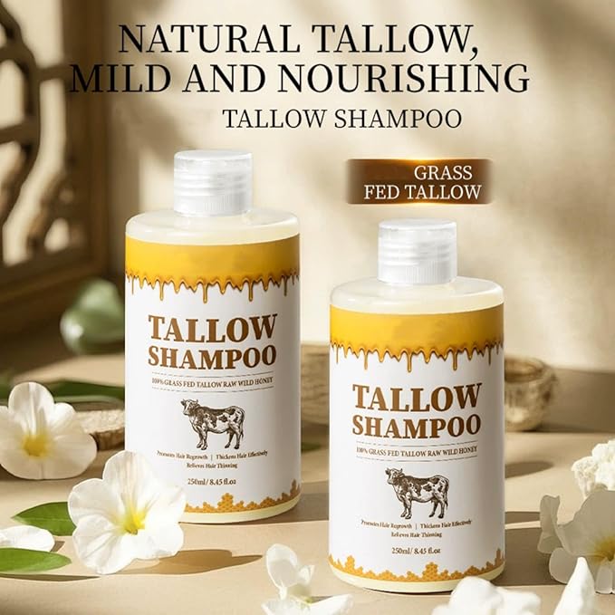 Tallow Shampoo and Conditioner Set, Natural Tallow Hair Care Kit for All Hair Types, Deeply Cleanse & Moisturize Control Oil Smooth Frizz Strengthen Hair, Add Shine & Softness, Nourish Scalp & Hair