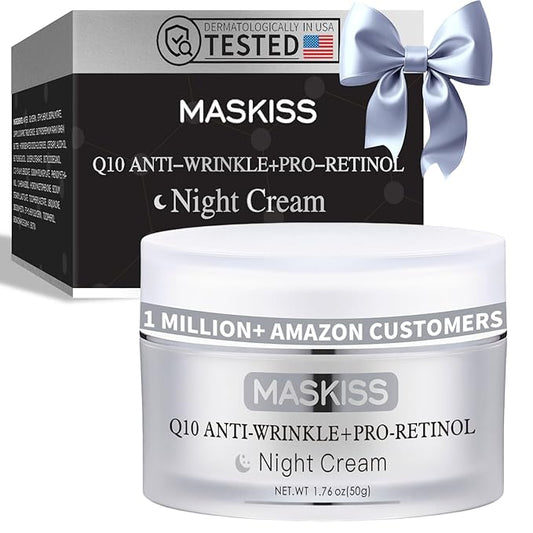 Firming Neck Cream & Anti-Wrinkle Night Cream with Coenzyme Q10 + Pro-Retinol, Unscented Skin Firming Neck Cream, Anti Aging Facial Moisturizer for Sensitive Skin, 1.76 Oz Jar