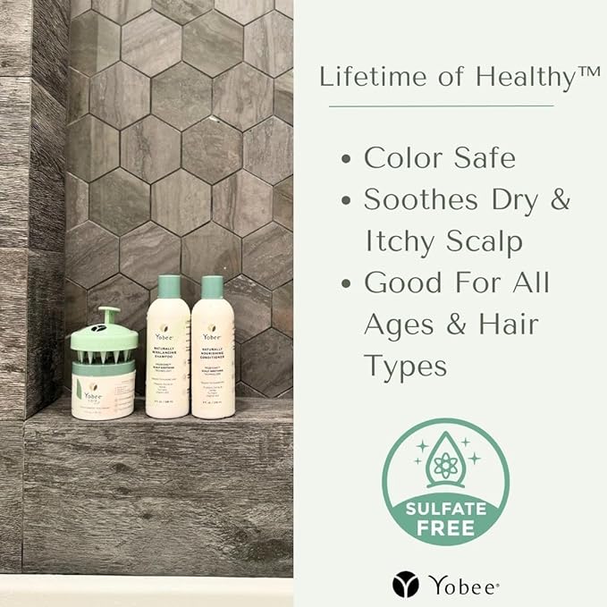 Yobee Naturally Nourishing Hair Conditioner - Dry, Itchy Scalp & Dandruff Relief - Hydrating w/Probiotic extracts, Honey, Turmeric, Vitamin B12, Coconut & Avocado Oil - Adults and Children (3)
