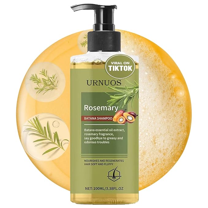 Rosemary and Batana Shampoo for Thicker Hair - Controls Oil and Dandruff,Promotes Hair Growth,Scalp Soothing Natural Ingredients,Voluminous Shine for All Hair Types (100ML)