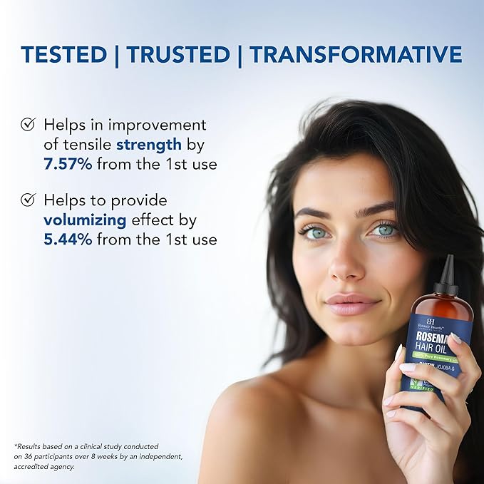 Botanic Hearth Rosemary Hair Oil with Biotin, Jojoba & Castor Oils – 100% Pure Cold-Pressed Rosemary Oil for Hair Growth, Scalp Massage & Nourishment – 16 fl oz with Scalp Massager - Hair Tonic