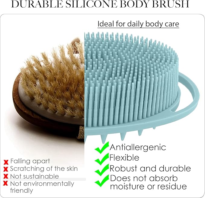 2-in-1 Silicone Facial Cleansing Brush & Body Scrubber - Dual-Sided Exfoliator for Face/Shower, Massage, Blackhead & Makeup Removal, Mud/Lotion Applicator, Soft Sensitive Skin-Friendly