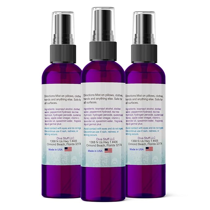 Diva Stuff Travelers Mist – Promotes Clear Skin & Protects from Acne-Causing Funk, Cleans Pillows, Hands and Sheets – Aromatherapy Spray for Relaxation and Sleep, Made in USA (Variety Pack, 4 oz Each)