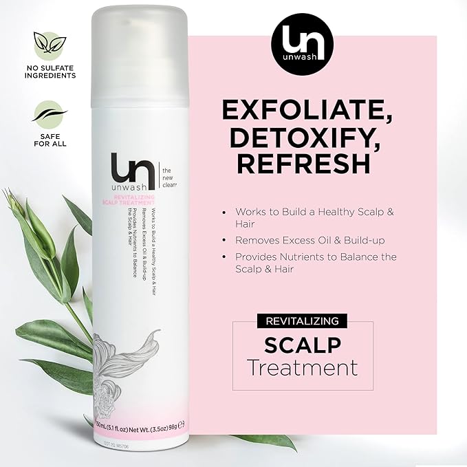 Unwash Revitalizing Scalp Treatment - Scalp Treatment, Combats Excess Oil, Lightweight Formula, Balances Moisture, Cruelty Free, 3.5 oz