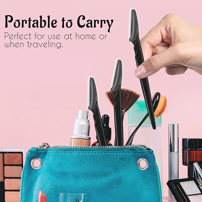 16 Pcs Black Eyebrow Razor, Face Razors Multipurpose, Facial Razors for Women Men, Eyebrow Trimmers Shaver with Protective Cover, Dermaplaning Tools for Face Body Use, Facial Hair Removal Tools