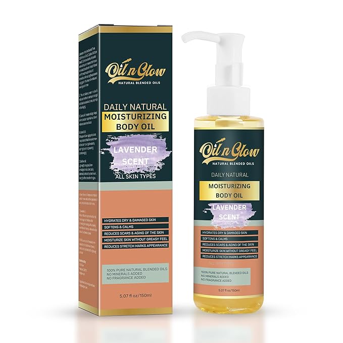 USDA Certified Organic Pure Natural Hydrating Body Oil After Shower With Coconut, Jojoba, Olive & Almond Non-Greasy Moisturizing Oil For Women & Men Dry Skin 5.07 fl oz/150ml- Lavender Scent