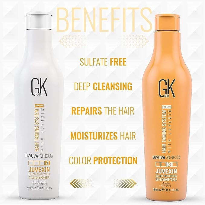 GK Hair Shield Shampoo and Conditioner – UV/UVA Protection for Color-Treated Hair – Hydrates, Prevents Fading and Split Ends – Anti-Frizz Formula for Softer, Stronger Hair