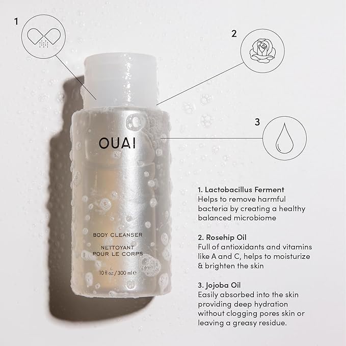 OUAI Body Cleanser Refill, Dean Street - Foaming Body Wash with Jojoba Oil and Rosehip Oil to Hydrate, Nurture, Balance, Soften Skin - Paraben, Phthalate and Sulfate Free Skin Care Products (32 Fl Oz)