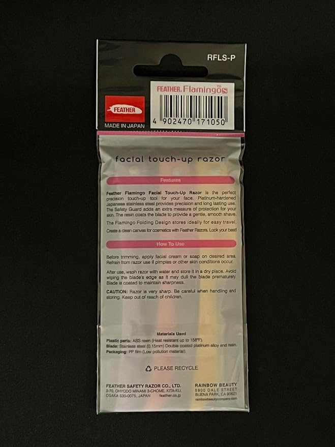 Feather Flamingo Facial Touch Up Stainless Steel Razor for Eyebrow and Face Hair Removal - 3 Pack | Foldable and Long-Lasting