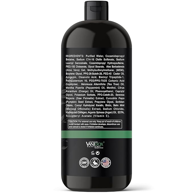 Tea Tree Shampoo with Organic Tea Tree Oil and Carbonic Acid - For Men's Itchy and Dry Scalp, Fights Hair Loss, Stimulates Growth - With DHT Blockers (16 FL Oz)