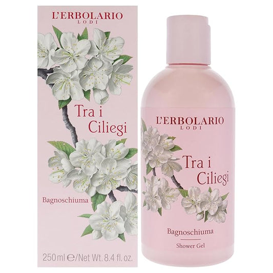 L'Erbolario Shower Gel – Firming and Protecting Floral Body Wash - Cherry Blossom Body Soap for Radiant and Toned Skin - Tra i Ciliegi - 8.4 oz