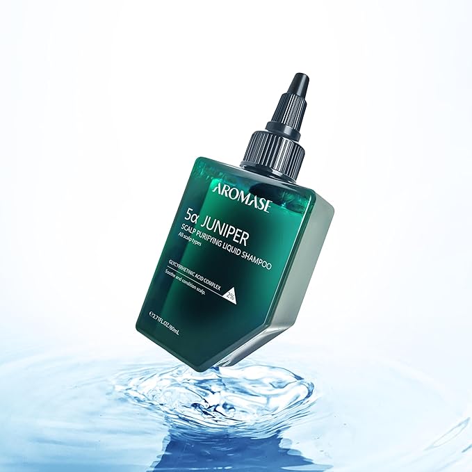 Aromase 5 Juniper Purifying Liquid Shampoo for Dry & Sensitive Scalp, 80 ml - Award Winning Cleanser & Exfoliator for Dandruff, Psoriasis, Dermatitis & Oily Hair
