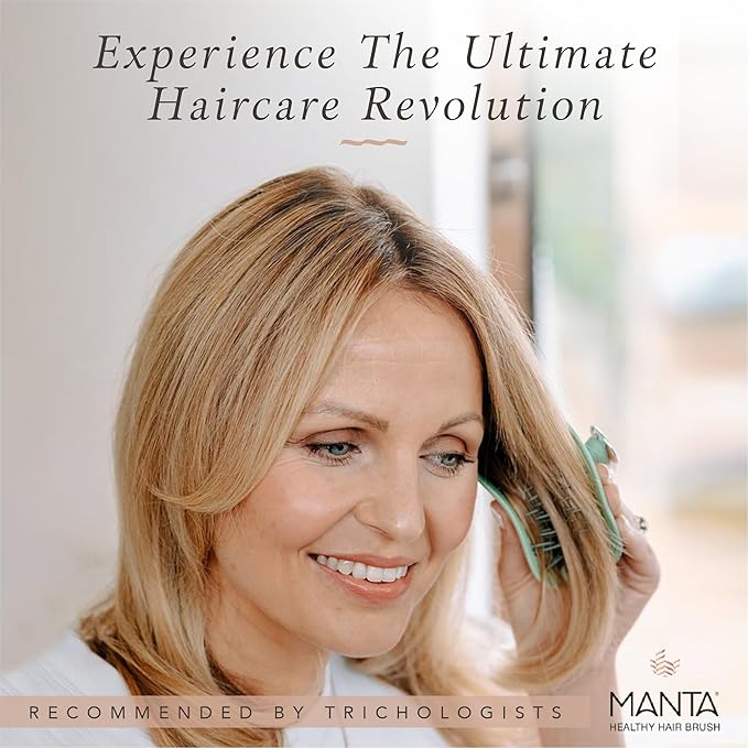 Manta Original Anti-Breakage Hairbrush – Gentle Detangling Brush for Wet & Dry Hair, Flexible Hairbrush for All Types, Healthy Hair Care for Women & Men, Serene Green