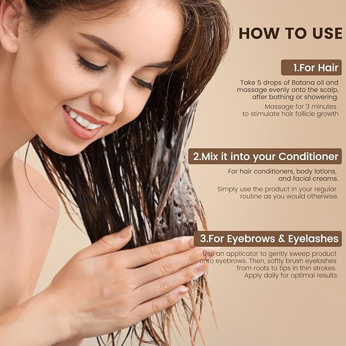 Batana Oil for Hair Growth -100% Pure & Natural Cold Pressed Hair Oil - Made In USA - for Hydrating & Repairing Dry, Stimulates Hair Growth, Moisturizes Hair & Scalp, Prevents Split Ends - 2 FL OZ