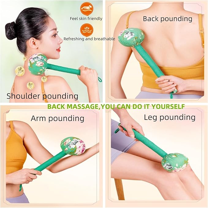 Whole Body Massage Hammer, Back Pain Massage Hammer, Muscle Relaxation Meridian Activation 2P (Orange/Green)