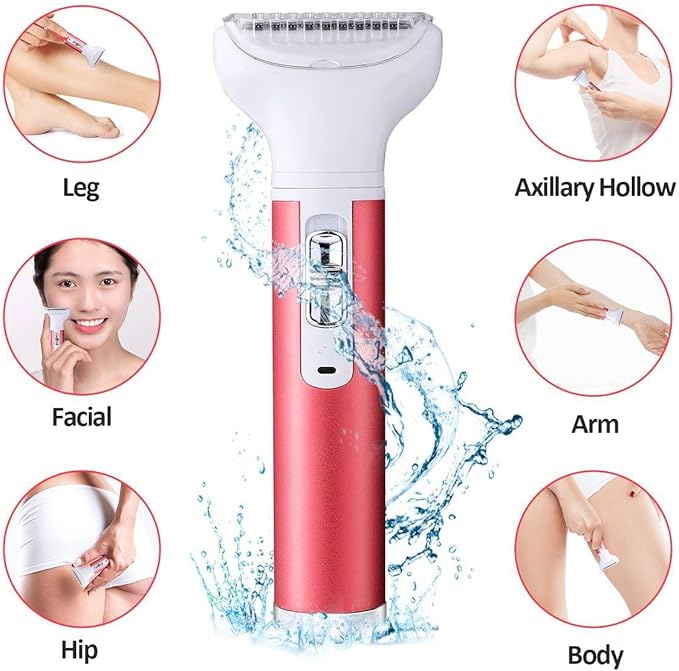 5 in 1 Electric Razor for Women Removal for Body Nose Hair Trimmer Face Shavers Eyebrow Legs Armpit Bikini Area Pubic Underarms Painless Rechargeable Portable Facial Hair Removal