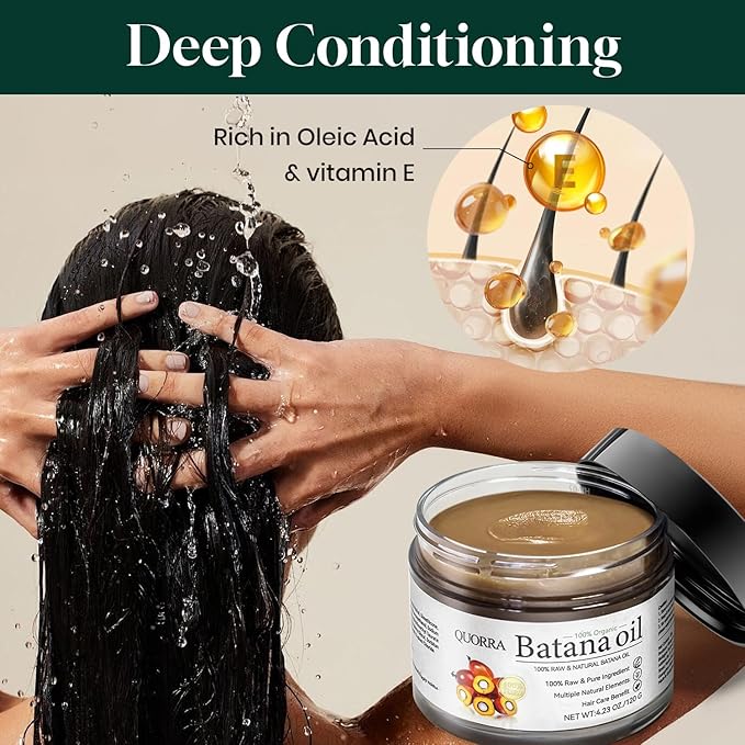 Quorra Raw Batana Oil for Hair Growth 100% Natural Organic Hair Oil from Honduran for Thick and Strong Natural Hair,Unrefined Cold Pressed Cosmetic Scalp Mask for Men & Women