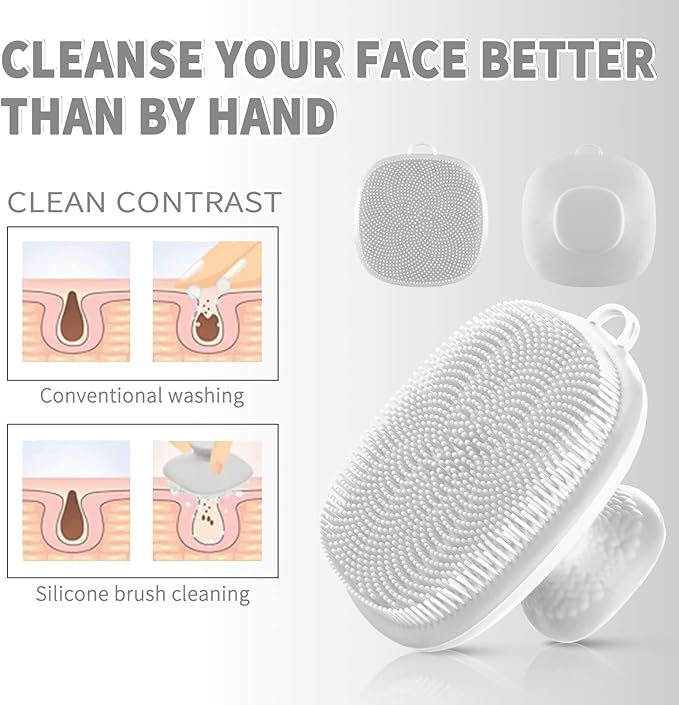 VWMYQ Silicone Face Scrubber for Men Facial Cleansing Brush Silicone Face Wash Brush Manual Waterproof Cleansing Skin Care Face Brushes for Cleansing and Exfoliating (White)