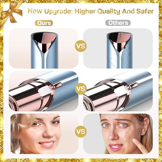 Gurelax Hair Remover for Women, Hair Removal Device, Facial Hair Removal for Women, Best Touch Face Shaver As Christmas Gift, Electric Upper Lip/Mustache Hair Remover, Included 2 x Replacement Heads