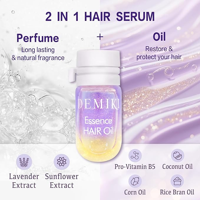 Hair Oil For Frizzy Hair With Coconut Oil - Hair Treatment For Dry Damaged Hair, Hair Perfume Oil For Curly Hair, Frizz Control Hair Care Products, Mini Bottles Hair Oil For Damaged Hair, 12pcs