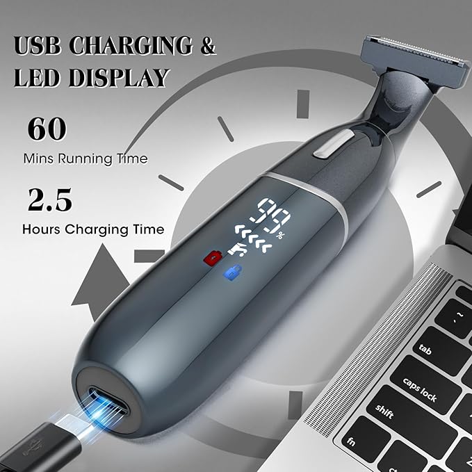 Manscape Ball Trimmer for Men,Body& Pubic Hair Trimmer and Groin Hair Shaver for Women & Men Pubic Hair, Private Area, Legs, Eyebrow,Face, Nose, Eyebrow, Body Hair Removal IPX5 Waterproof LED Display